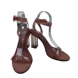 Gianni Bini Nude Clear Strap Acrylic Heel Strappy Heels Women's Size 8.5